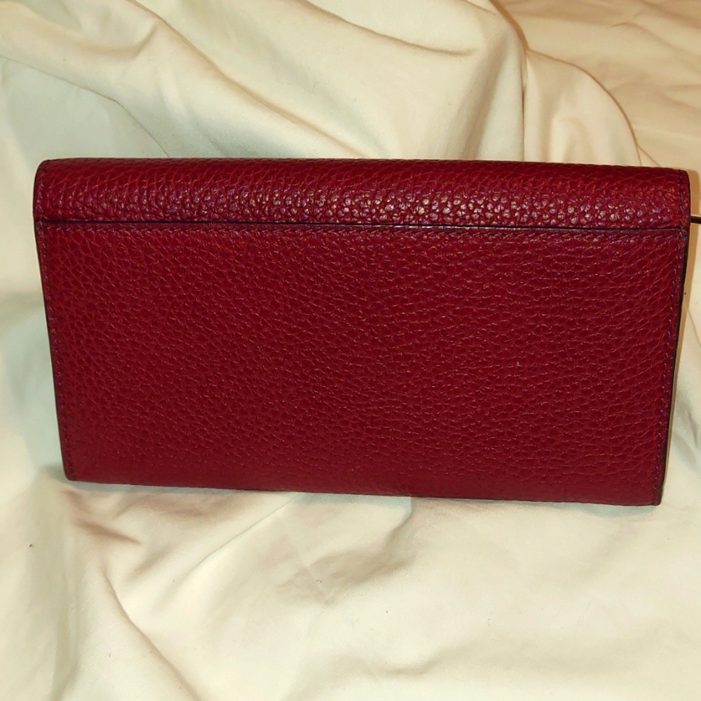 Authentic Burberry Red Leather Long Wallet.  EUC - Picture 2 of 13